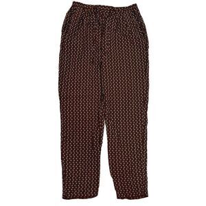 Coldwater Creek vintage Brown Pull On Waist Tie Patterned Pants size M pockets